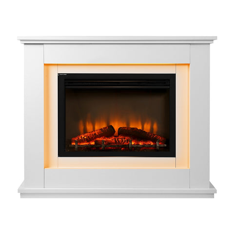 Image of Devanti 2000W Electric Fireplace Mantle Portable Fire Log Wood Heater 3D Flame Effect White