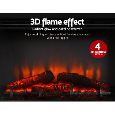 Image of Devanti 2000W Electric Fireplace Mantle Portable Fire Log Wood Heater 3D Flame Effect White