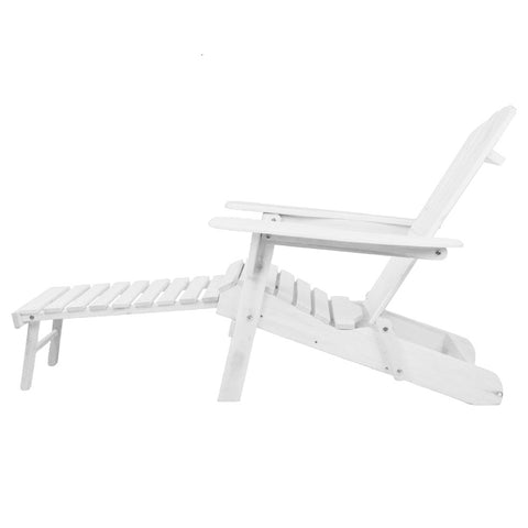 Image of Gardeon 3 Piece Outdoor Adirondack Lounge Beach Chair Set - White