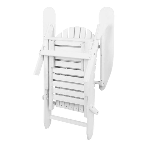 Image of Gardeon 3 Piece Outdoor Adirondack Lounge Beach Chair Set - White