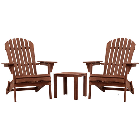 Image of Gardeon 3PC Outdoor Setting Beach Chairs Table Wooden Adirondack Lounge Garden