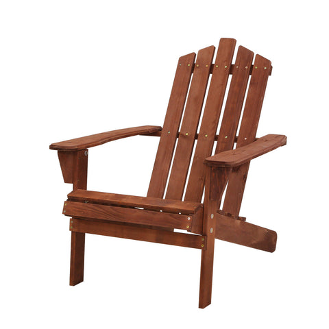 Image of Gardeon Outdoor Sun Lounge Beach Chairs Table Setting Wooden Adirondack Patio Brown Chair