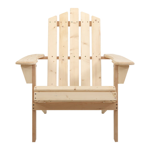 Image of Gardeon Outdoor Sun Lounge Beach Chairs Table Setting Wooden Adirondack Patio Chair Light Wood Tone