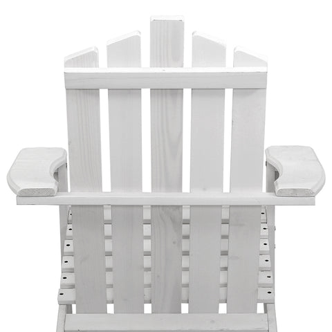 Image of Gardeon Outdoor Sun Lounge Beach Chairs Table Setting Wooden Adirondack Patio Chair White