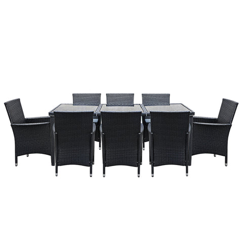 Image of Gardeon 9 Piece Outdoor Dining Set - Black