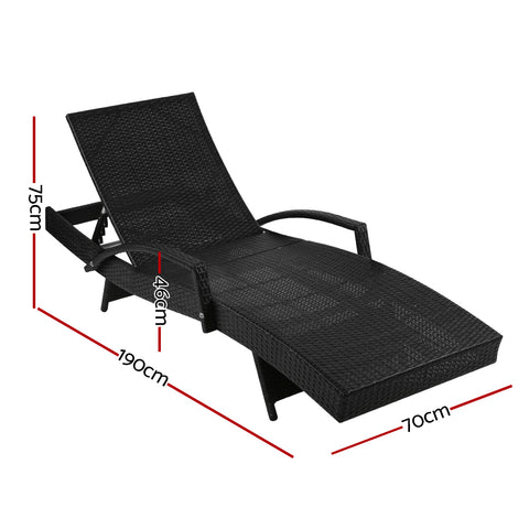 Image of Gardeon Set of 2 Outdoor Sun Lounge Chair with Cushion - Black