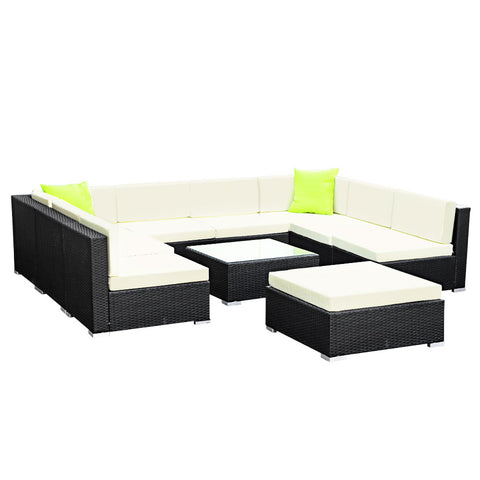 Image of Gardeon 10PC Sofa Set with Storage Cover Outdoor Furniture Wicker