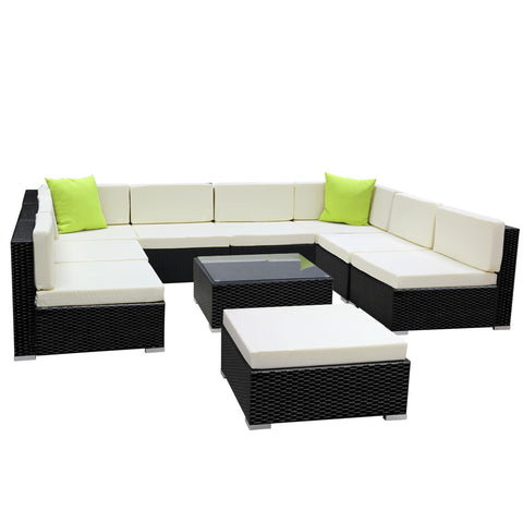 Image of Gardeon 10PC Outdoor Furniture Sofa Set Wicker Garden Patio Lounge