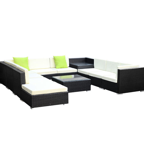 Image of Gardeon 11PC Outdoor Furniture Sofa Set Wicker Garden Patio Lounge