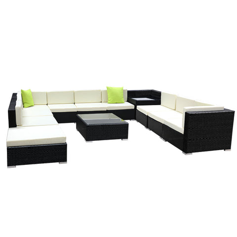 Image of Gardeon 12PC Sofa Set with Storage Cover Outdoor Furniture Wicker