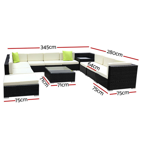 Image of Gardeon 12PC Sofa Set with Storage Cover Outdoor Furniture Wicker