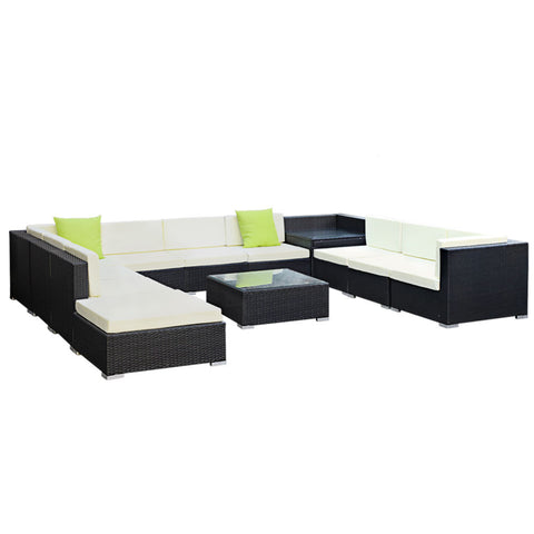 Image of Gardeon 12PC Sofa Set with Storage Cover Outdoor Furniture Wicker