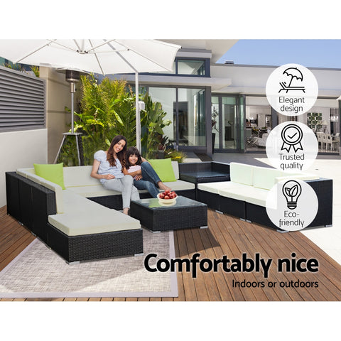 Image of Gardeon 12PC Sofa Set with Storage Cover Outdoor Furniture Wicker