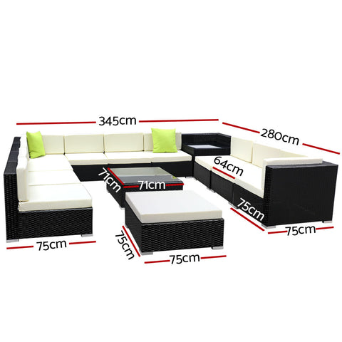 Image of Gardeon 13PC Outdoor Furniture Sofa Set Wicker Garden Patio Lounge