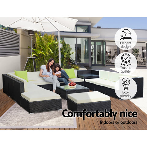 Image of Gardeon 13PC Outdoor Furniture Sofa Set Wicker Garden Patio Lounge
