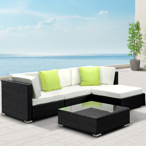 Image of Gardeon 5PC Outdoor Furniture Sofa Set Wicker Garden Patio Pool Lounge