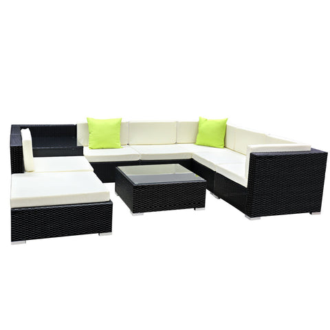 Image of Gardeon 9PC Sofa Set with Storage Cover Outdoor Furniture Wicker