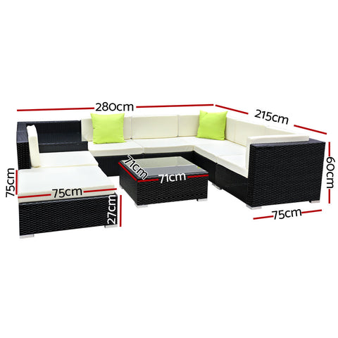 Image of Gardeon 9PC Sofa Set with Storage Cover Outdoor Furniture Wicker