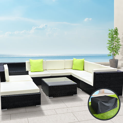 Image of Gardeon 9PC Sofa Set with Storage Cover Outdoor Furniture Wicker