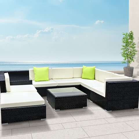 Image of Gardeon 9PC Outdoor Furniture Sofa Set Wicker Garden Patio Pool Lounge