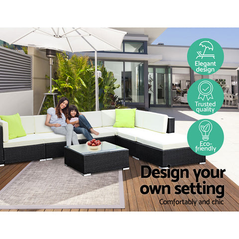 Image of 2PC Gardeon Outdoor Furniture Sofa Set Wicker Rattan Garden Lounge Chair Setting