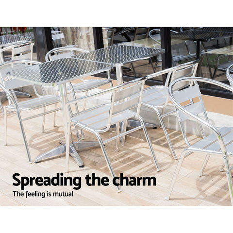 Image of Bar Table Outdoor Furniture Adjustable Aluminium Pub Cafe Indoor Square Gardeon