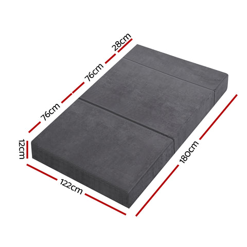 Image of Giselle Bedding Double Size Folding Foam Mattress Portable Bed Mat Velvet Dark Grey