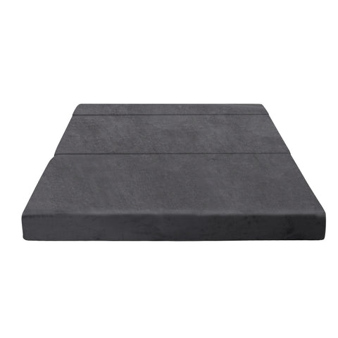 Image of Giselle Bedding Double Size Folding Foam Mattress Portable Bed Mat Velvet Dark Grey