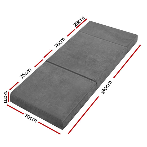 Image of Giselle Bedding Folding Foam Portable Mattress Grey