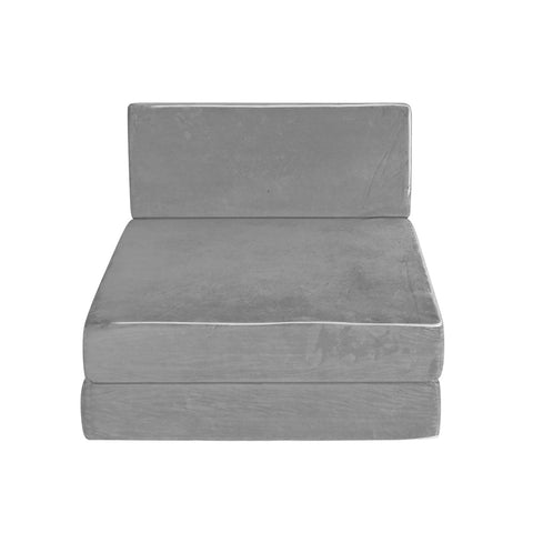 Image of Giselle Bedding Folding Foam Mattress Portable Sofa Bed Lounge Chair Velvet Light Grey