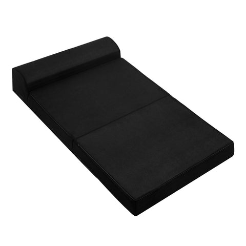 Image of Giselle Bedding Folding Foam Mattress Portable Double Sofa Bed Mat Air Mesh Fabric Black