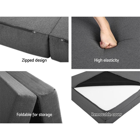 Image of Giselle Bedding Double Size Folding Foam Mattress Portable Bed Mat Dark Grey
