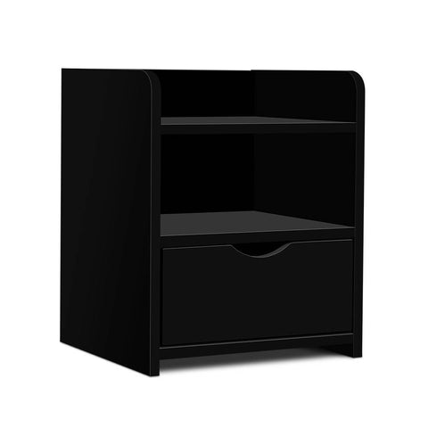 Image of Artiss Bedside Table Drawer - Black