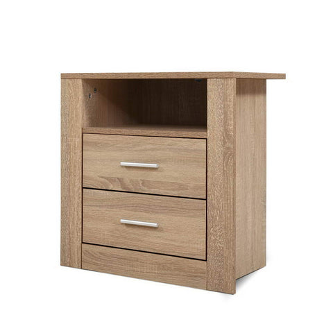 Image of Artiss Bedside Tables Drawers Storage Cabinet Shelf Side End Table Oak
