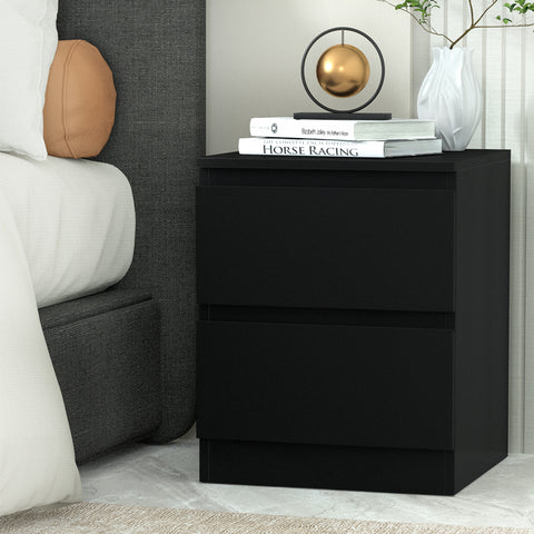 Image of Artiss Bedside Tables Drawers Side Table Bedroom Furniture Nightstand Black Lamp