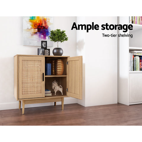 Image of Artiss Rattan Buffet Sideboard 2 Doors - BRIONY Oak