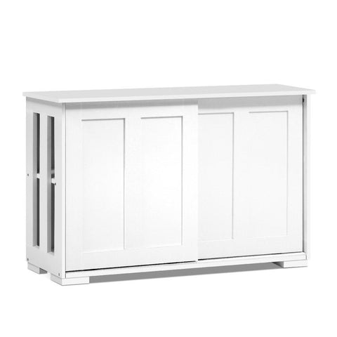 Image of Artiss Buffet Sideboard Cabinet White Doors Storage Shelf Cupboard Hallway Table White