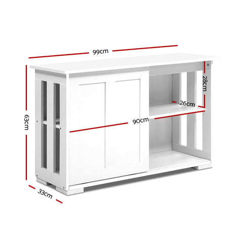 Image of Artiss Buffet Sideboard Cabinet White Doors Storage Shelf Cupboard Hallway Table White