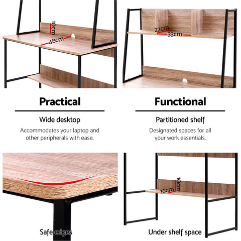 Image of Artiss Office Computer Desk Study Table Workstation Bookshelf Storage Oak