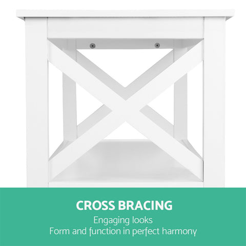 Image of Artiss Wooden Storage Console Table - White