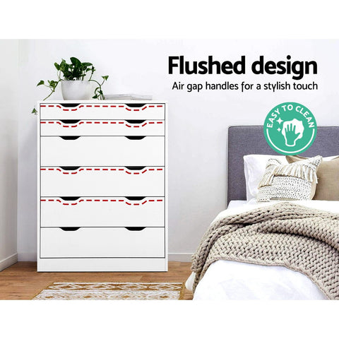 Image of Artiss 6 Chest of Drawers Tallboy Cabinet Storage Dresser Table Bedroom Storage