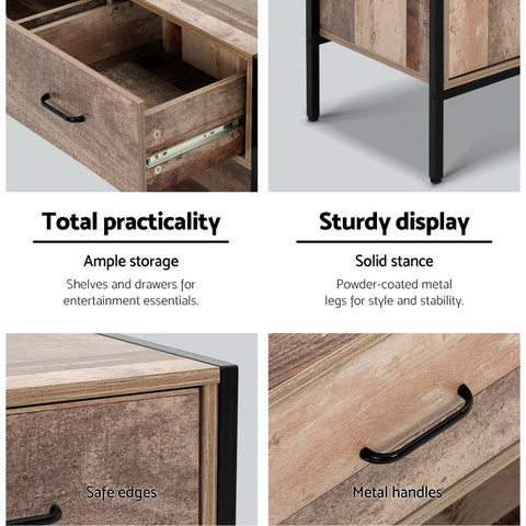 Image of Artiss TV Stand Entertainment Unit Storage Cabinet Industrial Rustic Wooden 120cm