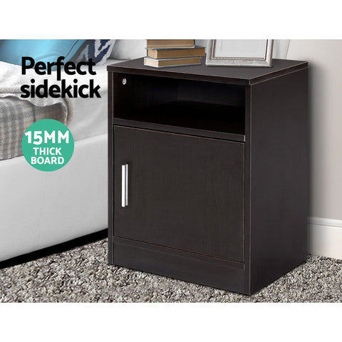 Image of Artiss Bedside Table Cabinet Storage Side Nightstand Lamp Bedroom Chest Unit