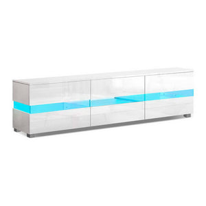 Artiss TV Cabinet Entertainment Unit Stand RGB LED Gloss Furniture 177cm White