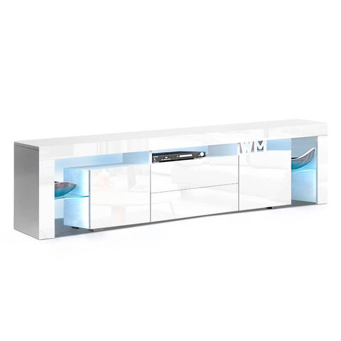 Image of Artiss TV Cabinet Entertainment Unit Stand RGB LED Gloss Furniture 200cm White