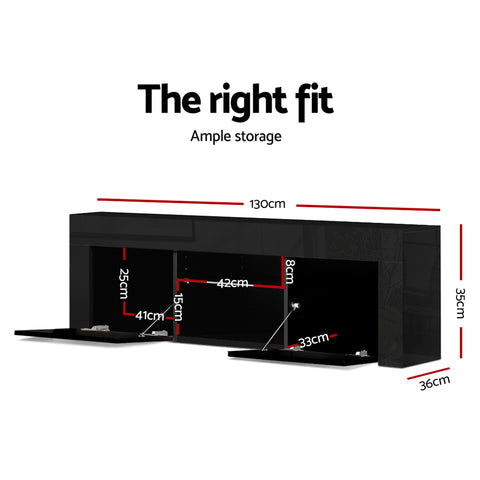 Image of Artiss 130cm RGB LED TV Stand Cabinet Entertainment Unit Gloss Furniture Black