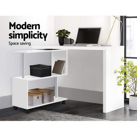 Image of Artiss Office Computer Desk Corner Study Table Workstation Bookcase Swivel