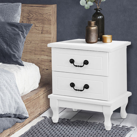 Image of Artiss Bedside Table Storage Lamp Side Nightstand Unit Cabinet Bedroom White