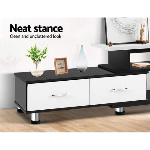 Image of Artiss Wooden TV Stand Entertainment Unit 160CM To 220CM Lowline Storage Drawers Black White