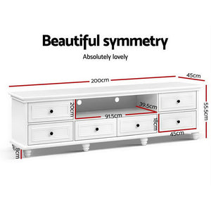 Artiss TV Cabinet Entertainment Unit Stand 6 Storage Drawers Country Style 200cm